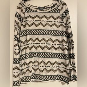 Saks Fifth Ave Gray Tribal Print Top - Size Large